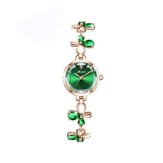 MEIBIN 1673 Butterfly Diamond Bracelet Ladies Watch-Green