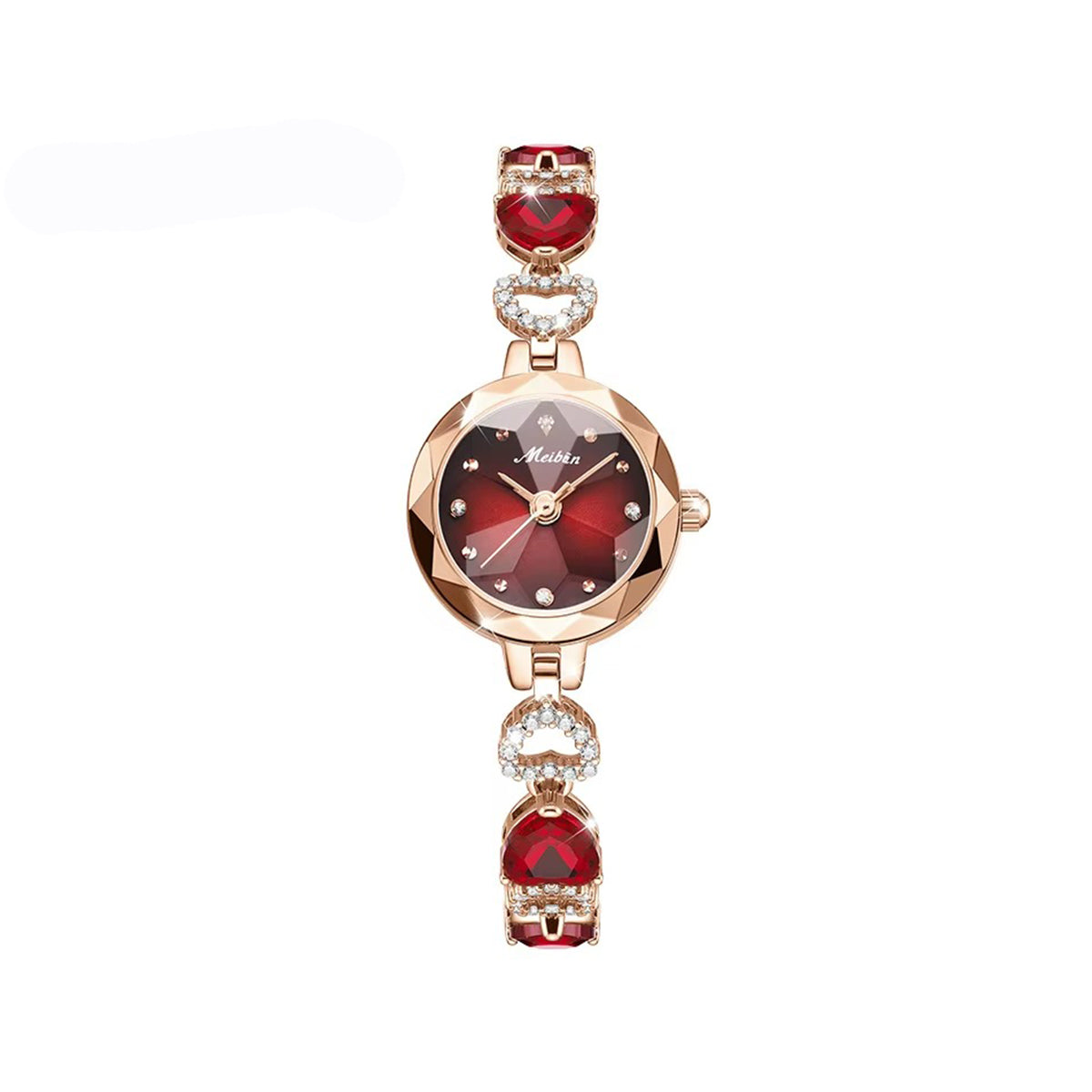 MEIBIN 1690 Luxury Fashion Bracelet Ladies Wristwatch-Red