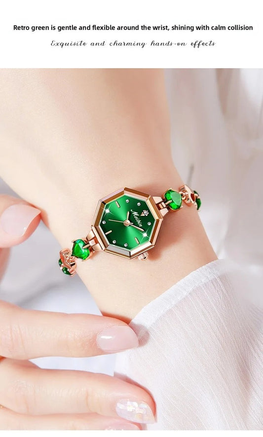 MEIBIN 1702 Octagonal Dial Luxury Bracelet Ladies Watch-Green