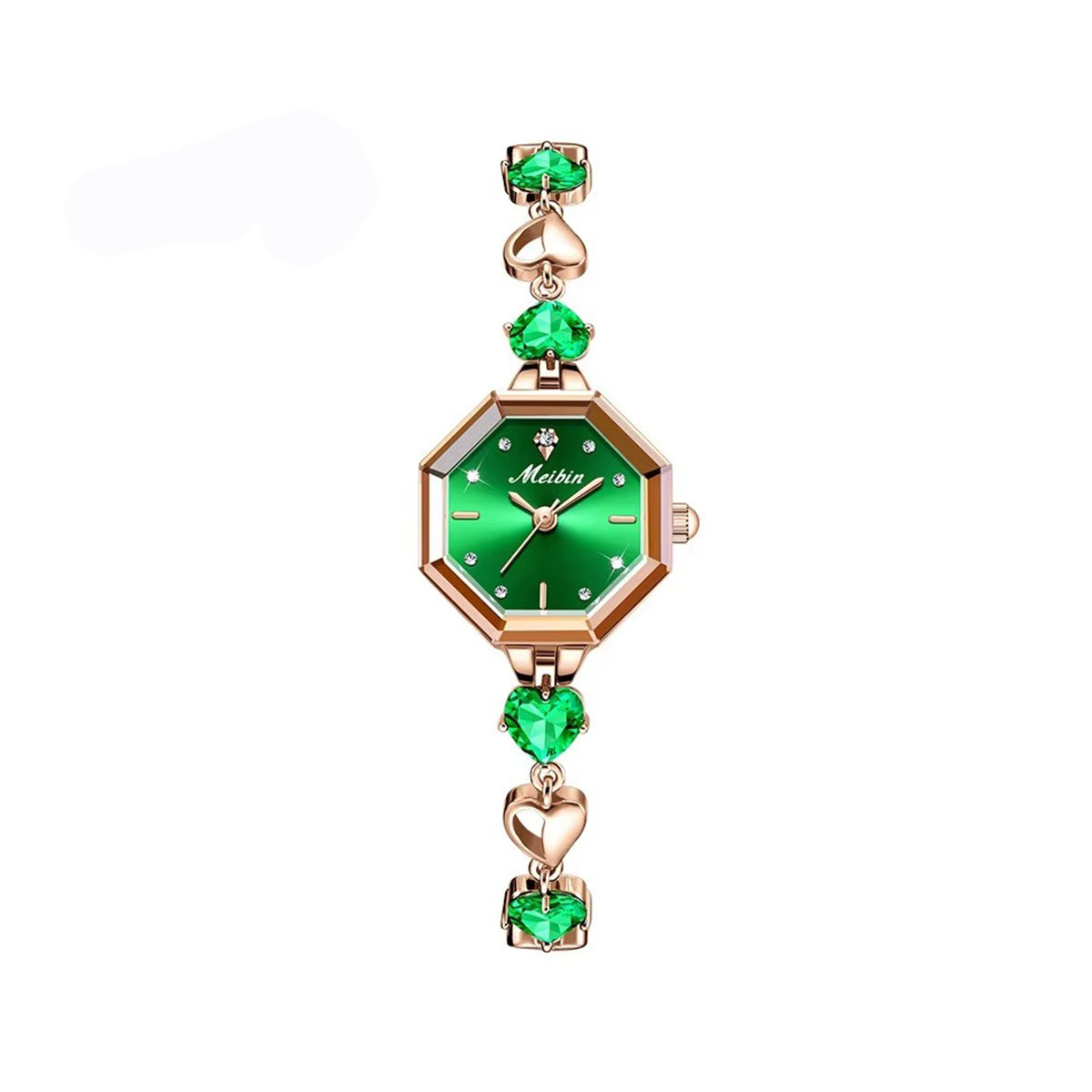 MEIBIN 1702 Octagonal Dial Luxury Bracelet Ladies Watch-Green