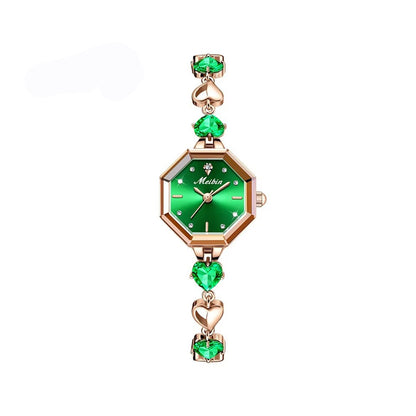 MEIBIN 1702 Octagonal Dial Luxury Bracelet Ladies Watch-Green