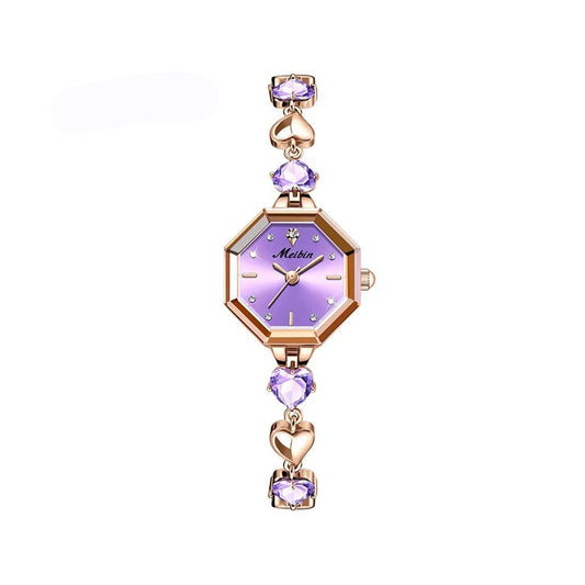 MEIBIN 1702 Octagonal Dial Luxury Bracelet Ladies Watch-Purple