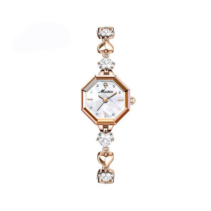 MEIBIN 1702 Octagonal Dial Luxury Bracelet Ladies Watch-White