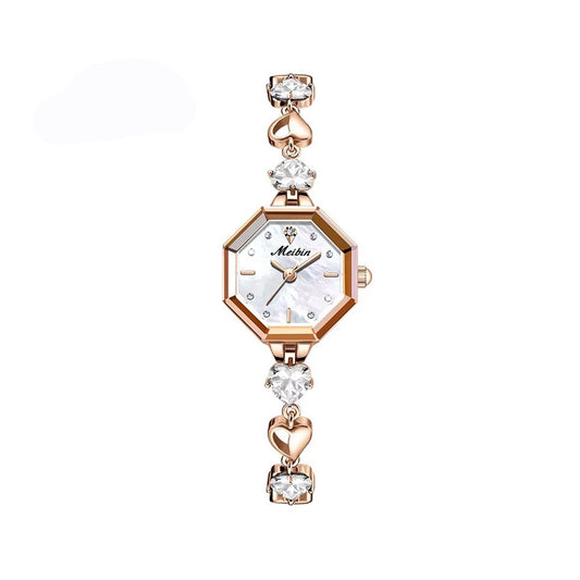 MEIBIN 1702 Octagonal Dial Luxury Bracelet Ladies Watch-White