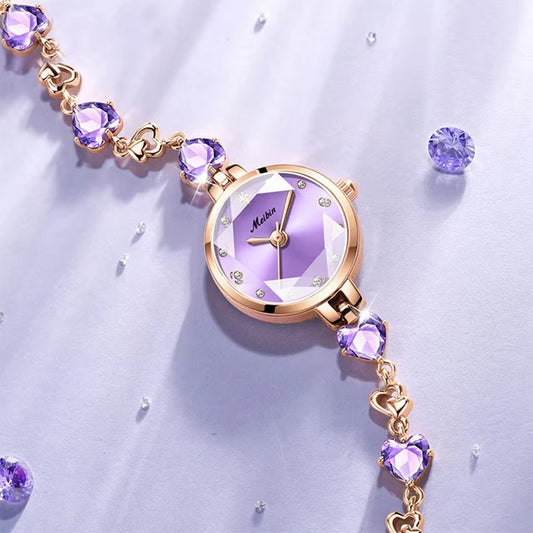 MEIBIN 1713 Luxury Diamond Bracelet Ladies Watch-Purple