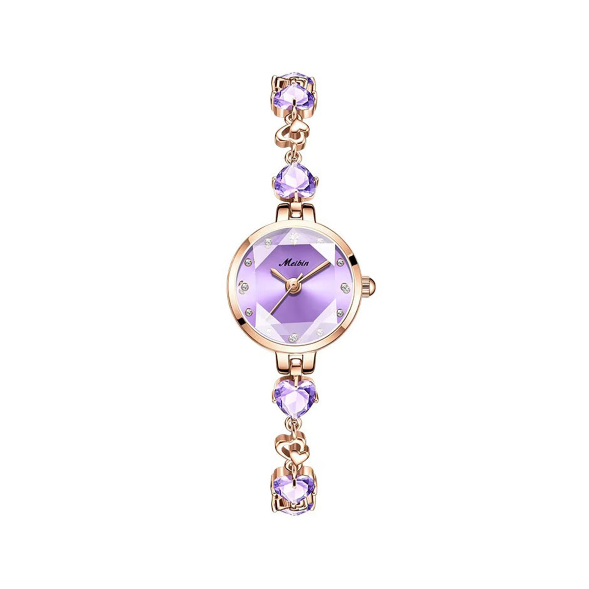 MEIBIN 1713 Luxury Diamond Bracelet Ladies Watch-Purple