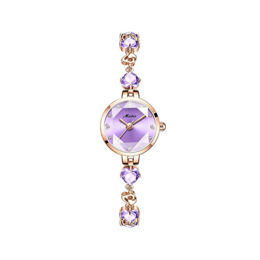 MEIBIN 1713 Luxury Diamond Bracelet Ladies Watch-Purple