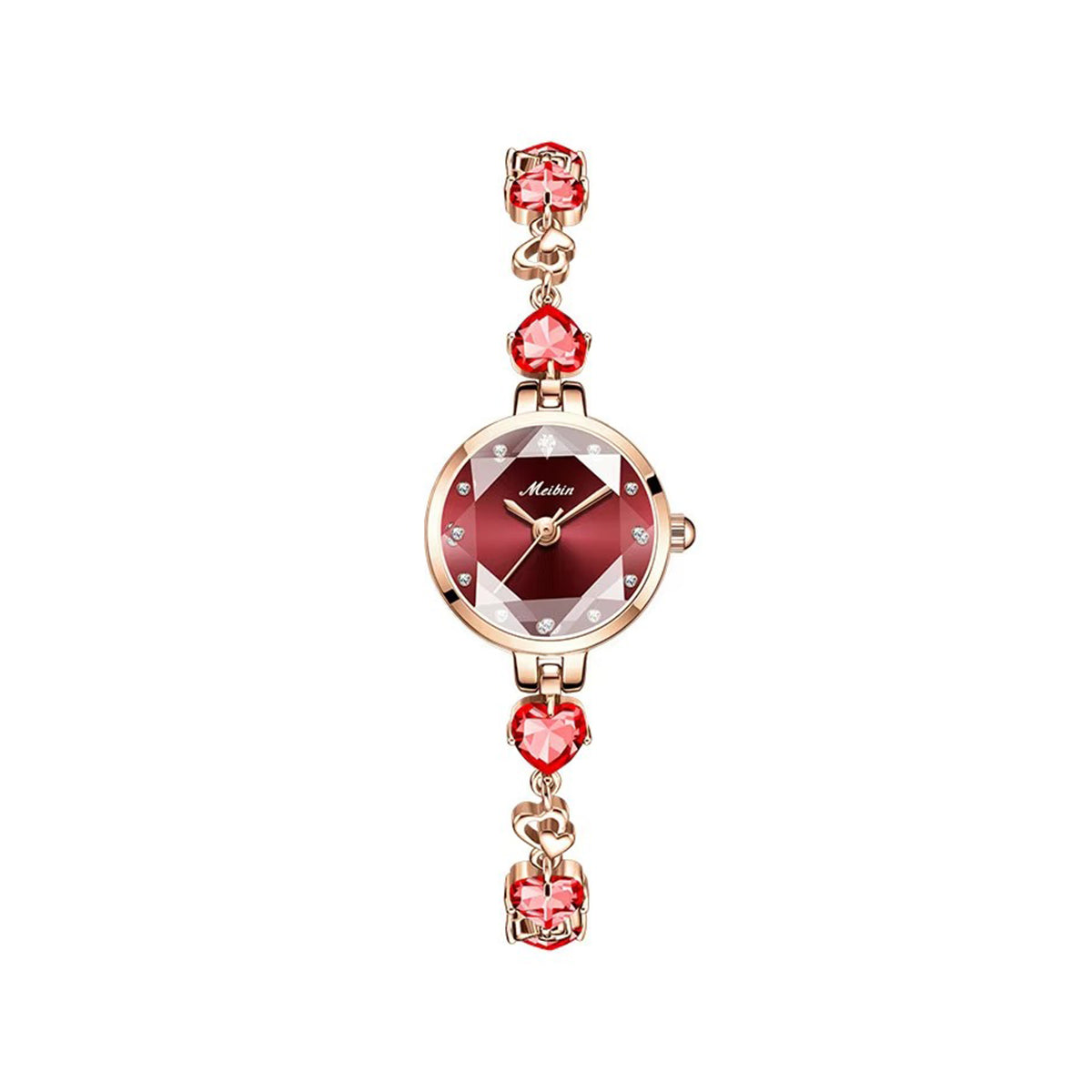 MEIBIN 1713 Luxury Diamond Bracelet Ladies Watch-Red
