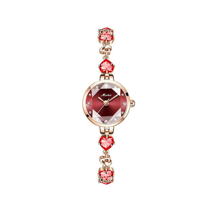 MEIBIN 1713 Luxury Diamond Bracelet Ladies Watch-Red