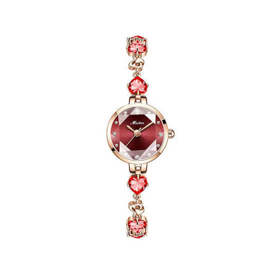 MEIBIN 1713 Luxury Diamond Bracelet Ladies Watch-Red