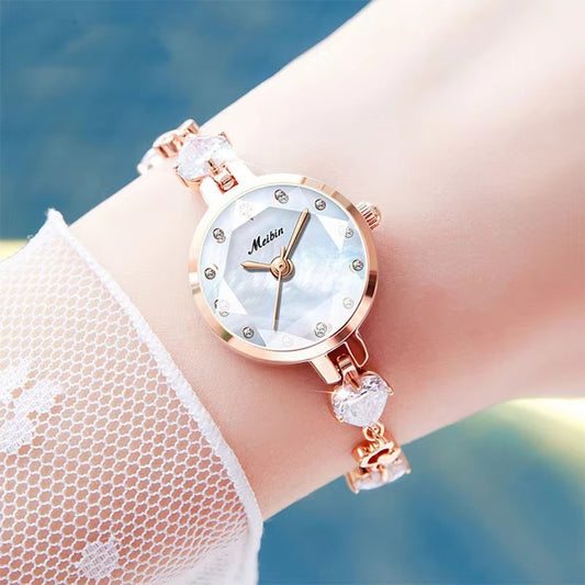 MEIBIN 1713 Luxury Diamond Bracelet Ladies Watch-White