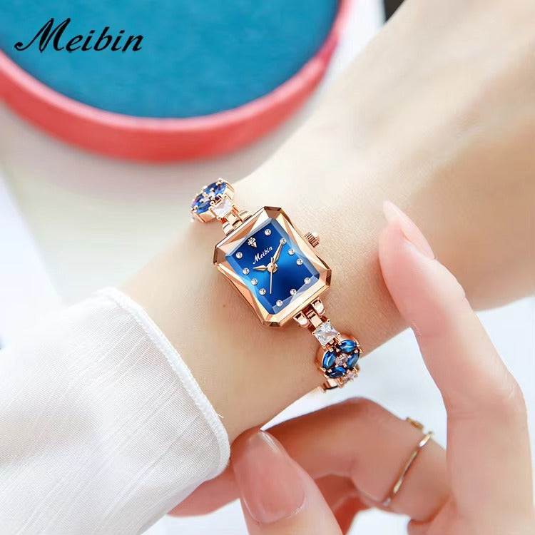 MEIBIN 1860 Square Dial Bracelet Elegant Ladies Watch-Blue
