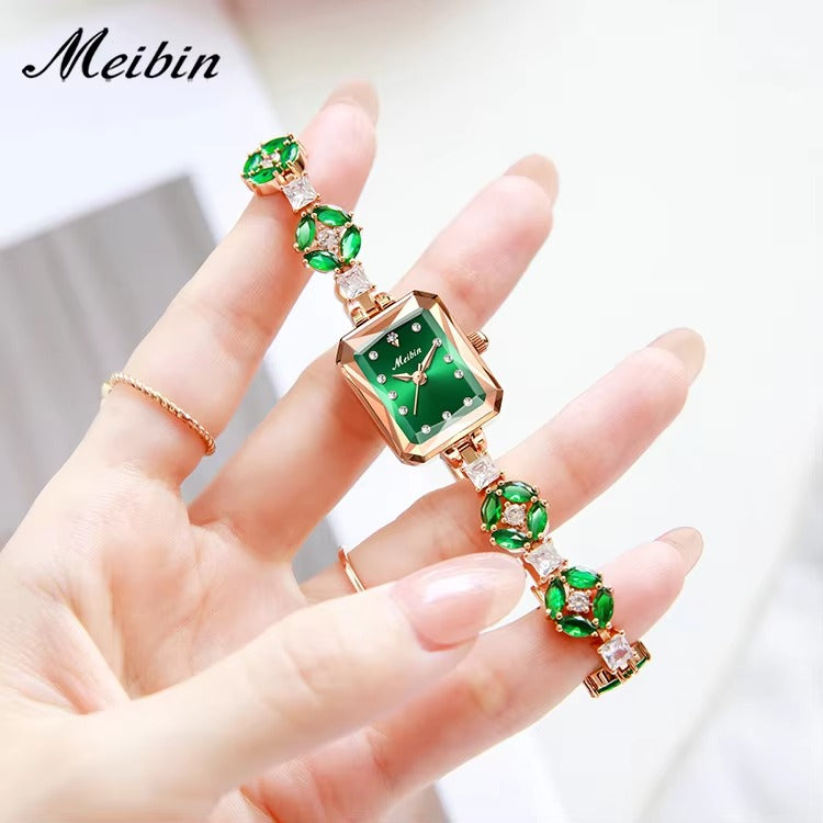 MEIBIN 1860 Square Dial Bracelet Elegant Ladies Watch-Green