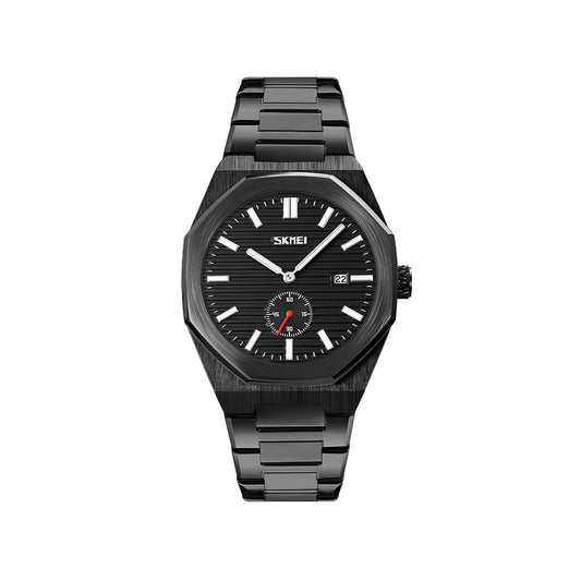 SKMEI 9262 Stainless Steel Band quartz Business Watch For Men's- Black