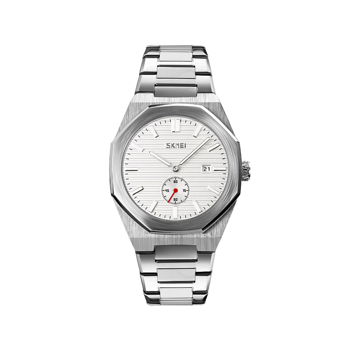 SKMEI 9262 Stainless Steel Band quartz Business Watch For Men's- Silver