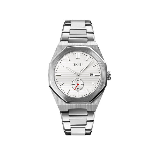 SKMEI 9262 Stainless Steel Band quartz Business Watch For Men's- Silver