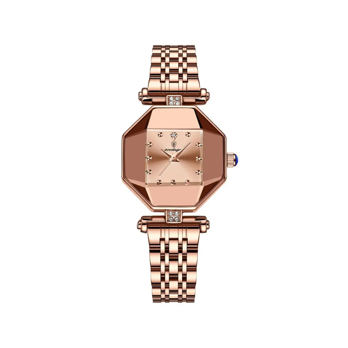 POEDAGAR 368 Luxury Casual Diamond Stainless Fashion Women Quartz Ladies Watch- Rose Gold