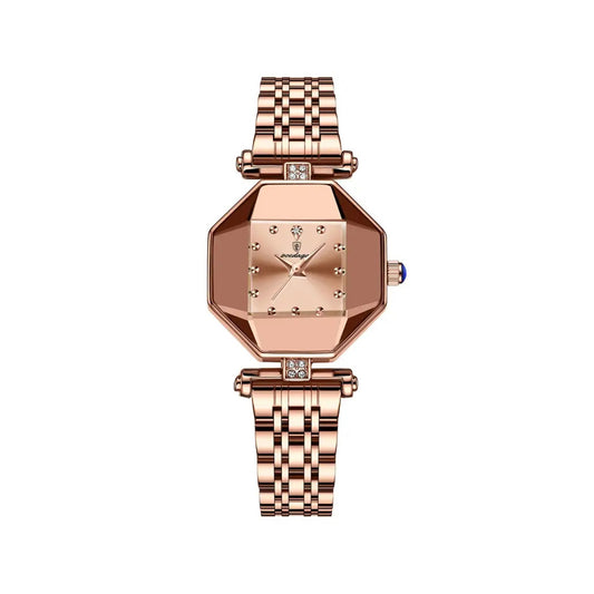 POEDAGAR 368 Luxury Casual Diamond Stainless Fashion Women Quartz Ladies Watch- Rose Gold