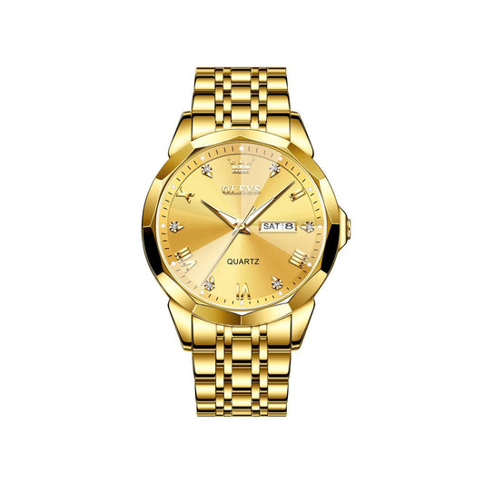 Olevs 9931 New luxury Fashion stainless steel imported quartz movement wrist-watch for Men- Gold
