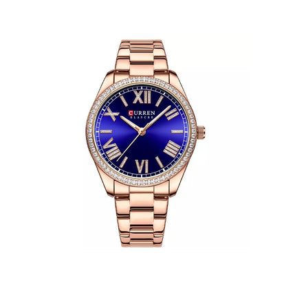 CURREN 9088 Fashionable Watch for Women - Rose Gold & Blue
