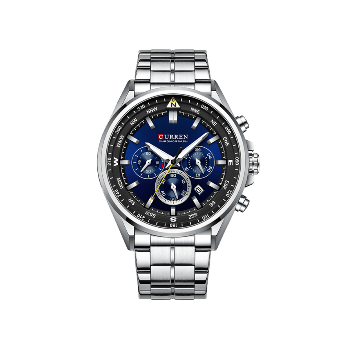 CURREN 8399 Stainless Steel Watch for Men - Silver & Blue