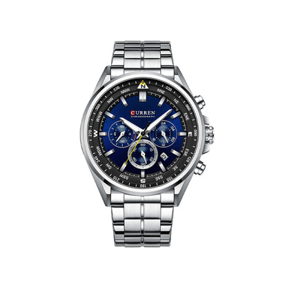 CURREN 8399 Stainless Steel Watch for Men - Silver & Blue