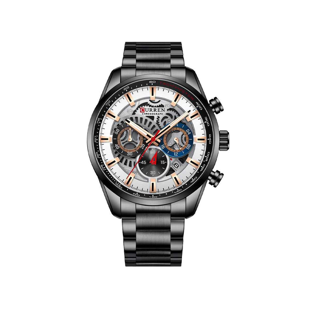 CURREN 8391 Stainless Steel Watch for Men - Black & Silver