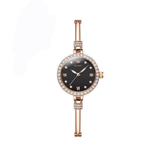 OLEVS 5585 Luxury Design Quartz Watch - Rose Gold & Black