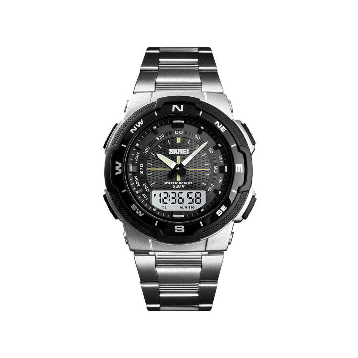 SKMEI 1370 Stainless Steel Chain Wrist Watch for Men - Silver