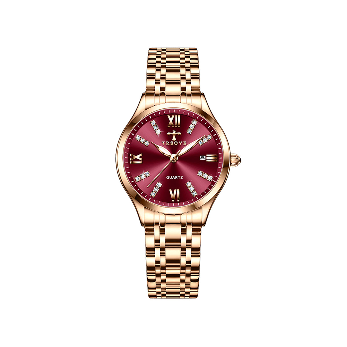 TRSOYE 958 Women Japan Quartz Watch- Rose Gold & Red