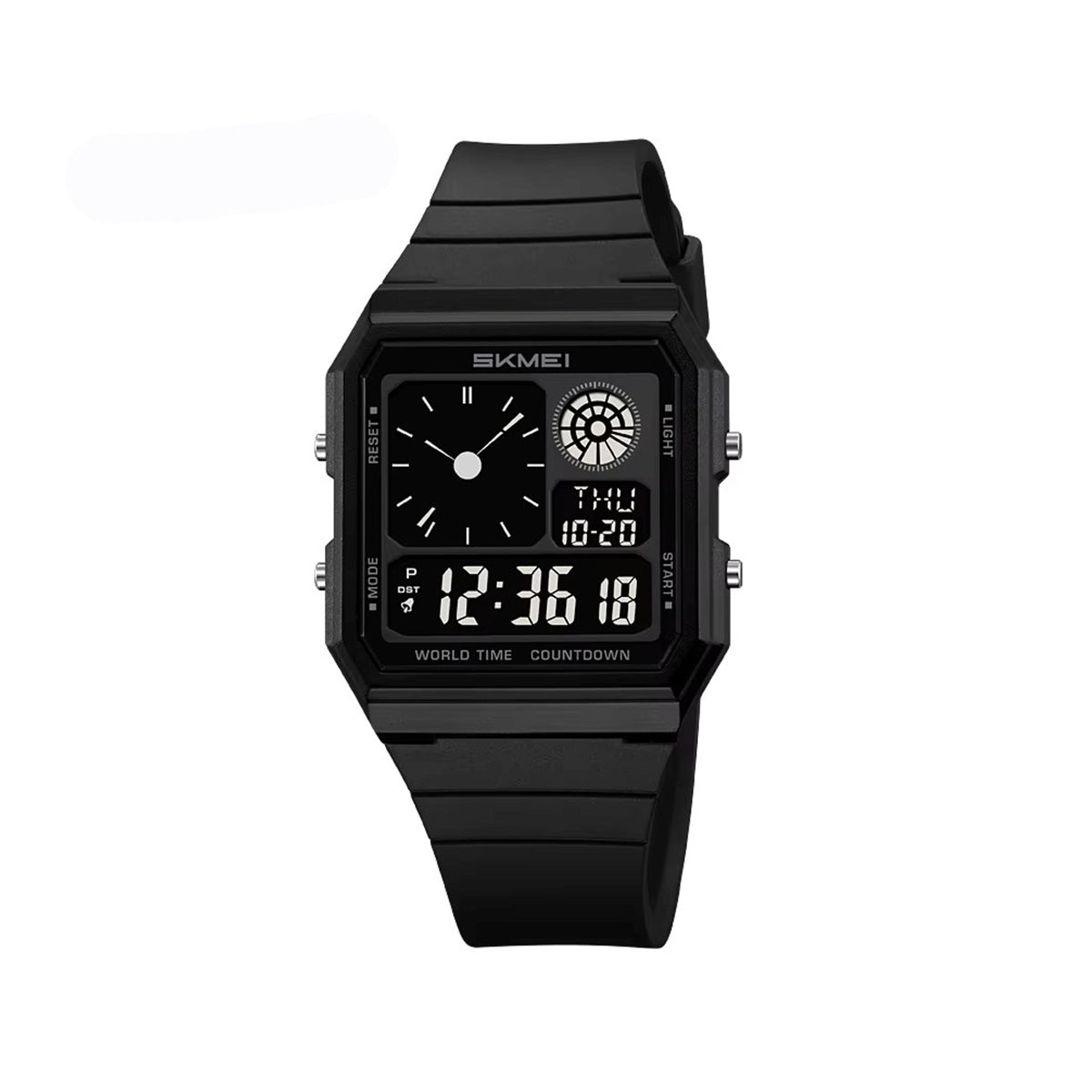 SKMEI 2347 Multifunctional Water-proof Ultra thinness 35.8mm dial Sports watch- Black