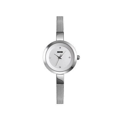 Skmei 1390 Luxury Stainless Steel Minimalist wristwatch for Women- Silver