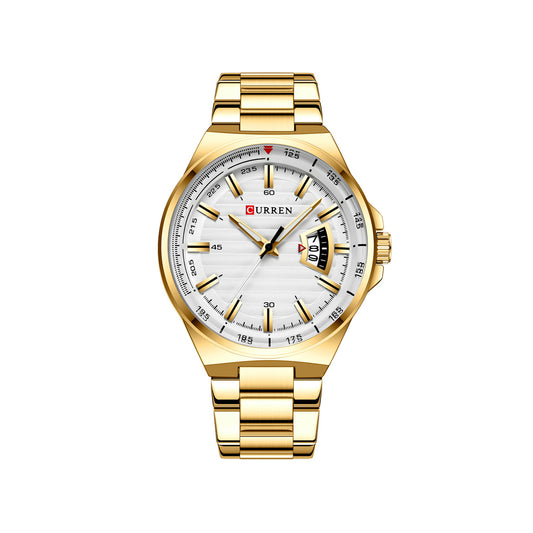 CURREN 8375 Stainless Steel Analog Watch For Men - Gold & White
