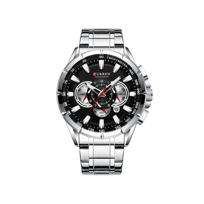CURREN 8363 Chronograph Watch for Men - Silver & Black