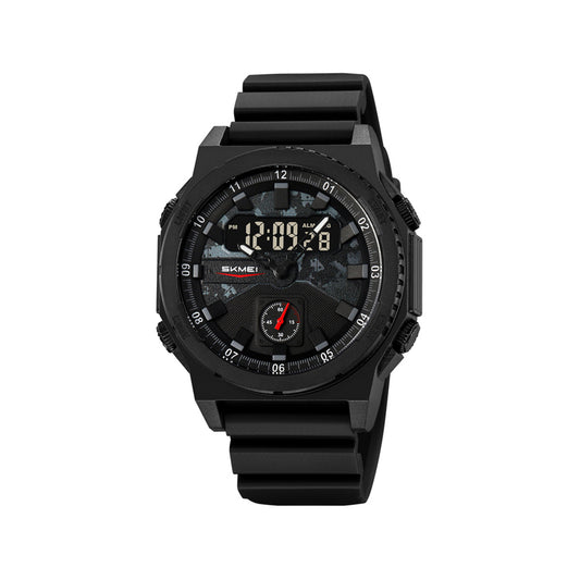 SKMEI 2355 Dual Display TPU Strap 5BAR Waterproof Sport Men’s Watch- Black