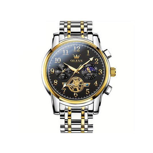 Olevs 2903 Chronograph Watch For Men - Silver & Black