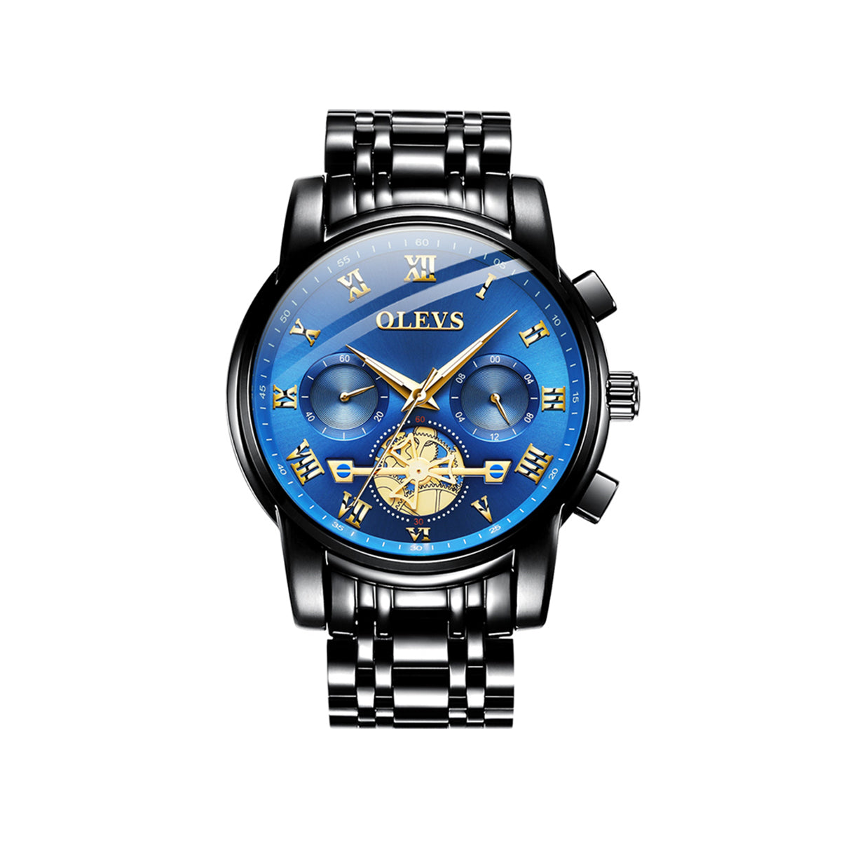 Olevs 2859 Luxury Business Chronograph Men’s Watch – Black & Blue