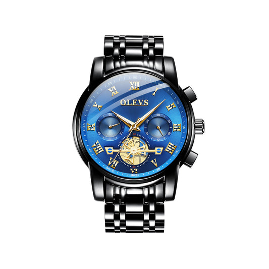 Olevs 2859 Luxury Business Chronograph Men’s Watch – Black & Blue