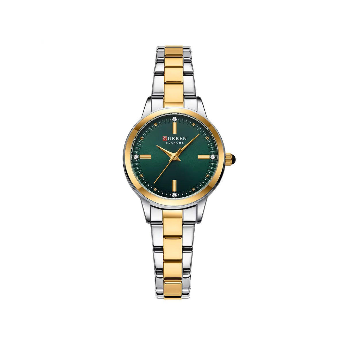 CURREN 9094 Elegant Stainless Steel Classic Women Quartz Watch – Silver Gold & Green