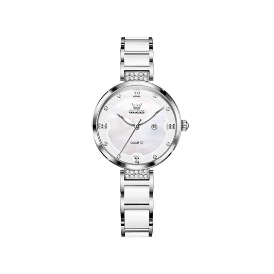 OLEVS 5589 Luxury Design Quartz Watch - Silver