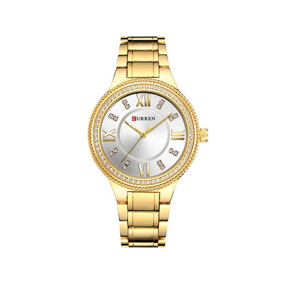 CURREN C9004L Stainless Steel Watch for Women – Gold & White