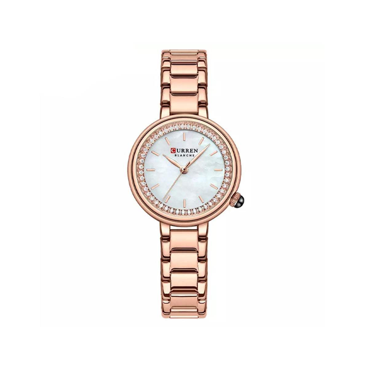 Curren 9089 Trendy Quartz Movement Wristwatch for Women - Rose Gold & White