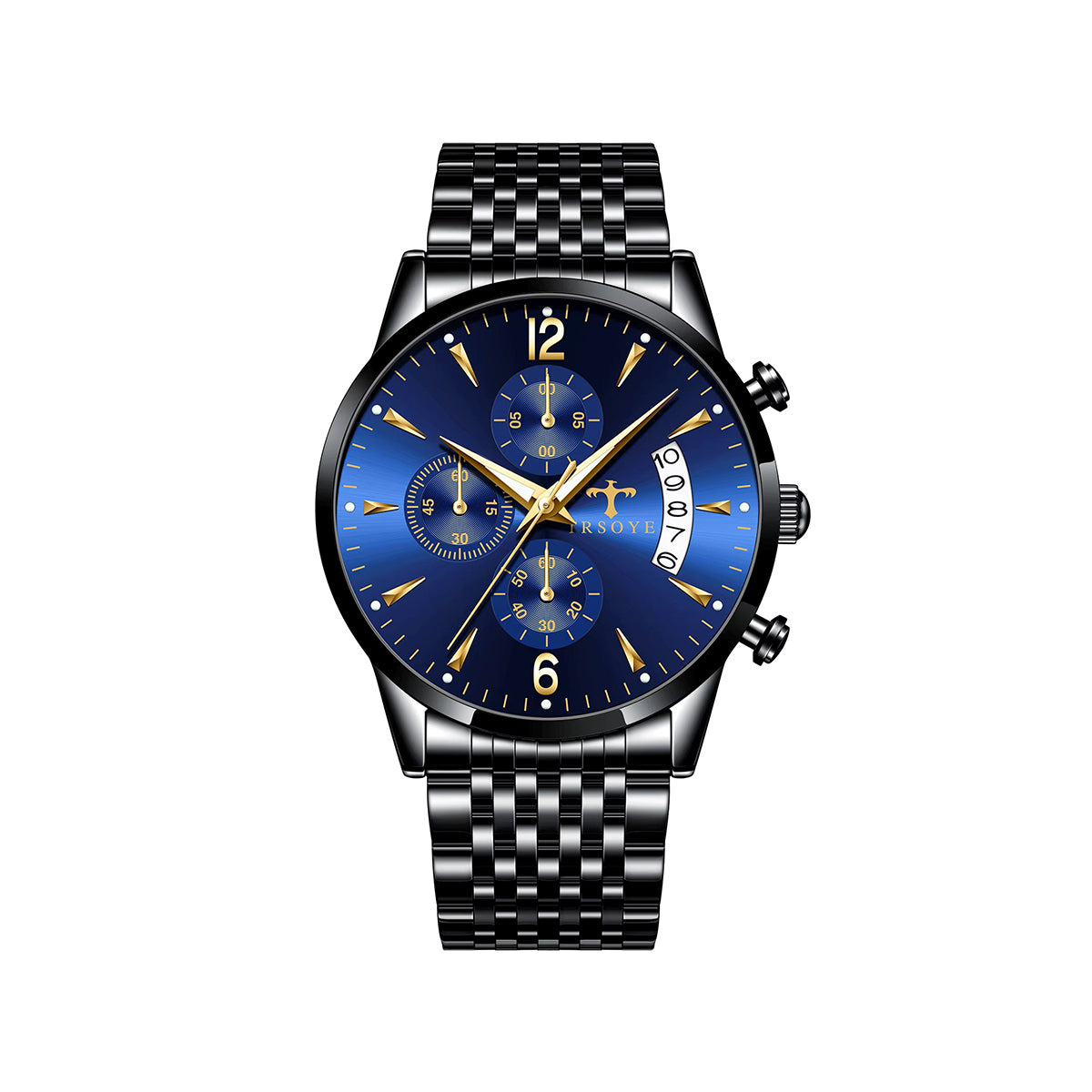 Trsoye 618 Stainless Steel Watch for Men - Black & Blue
