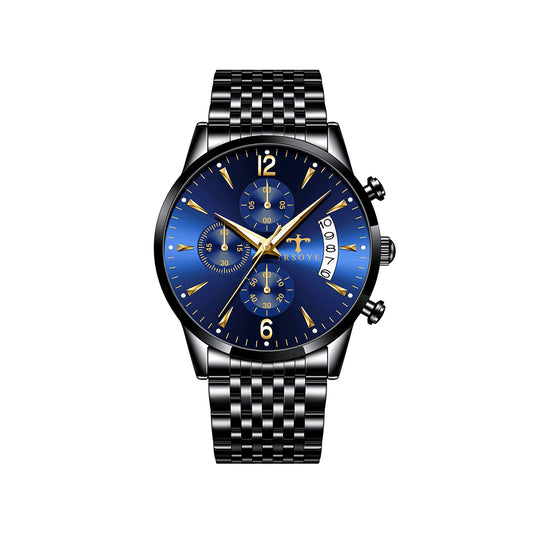 Trsoye 618 Stainless Steel Watch for Men - Black & Blue