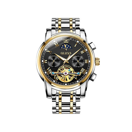 OLEVS 6617 Men’s Classic Mechanical Watch- Silver Black