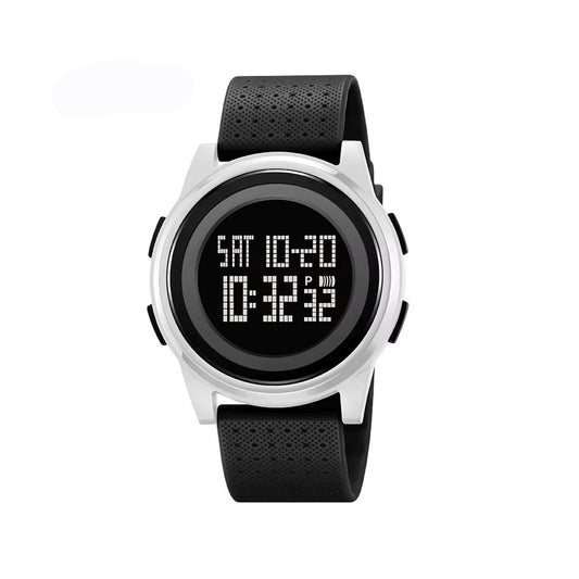 SKMEI 2378 Classy Silicone strap waterproof Digital Men’s watch- Black white