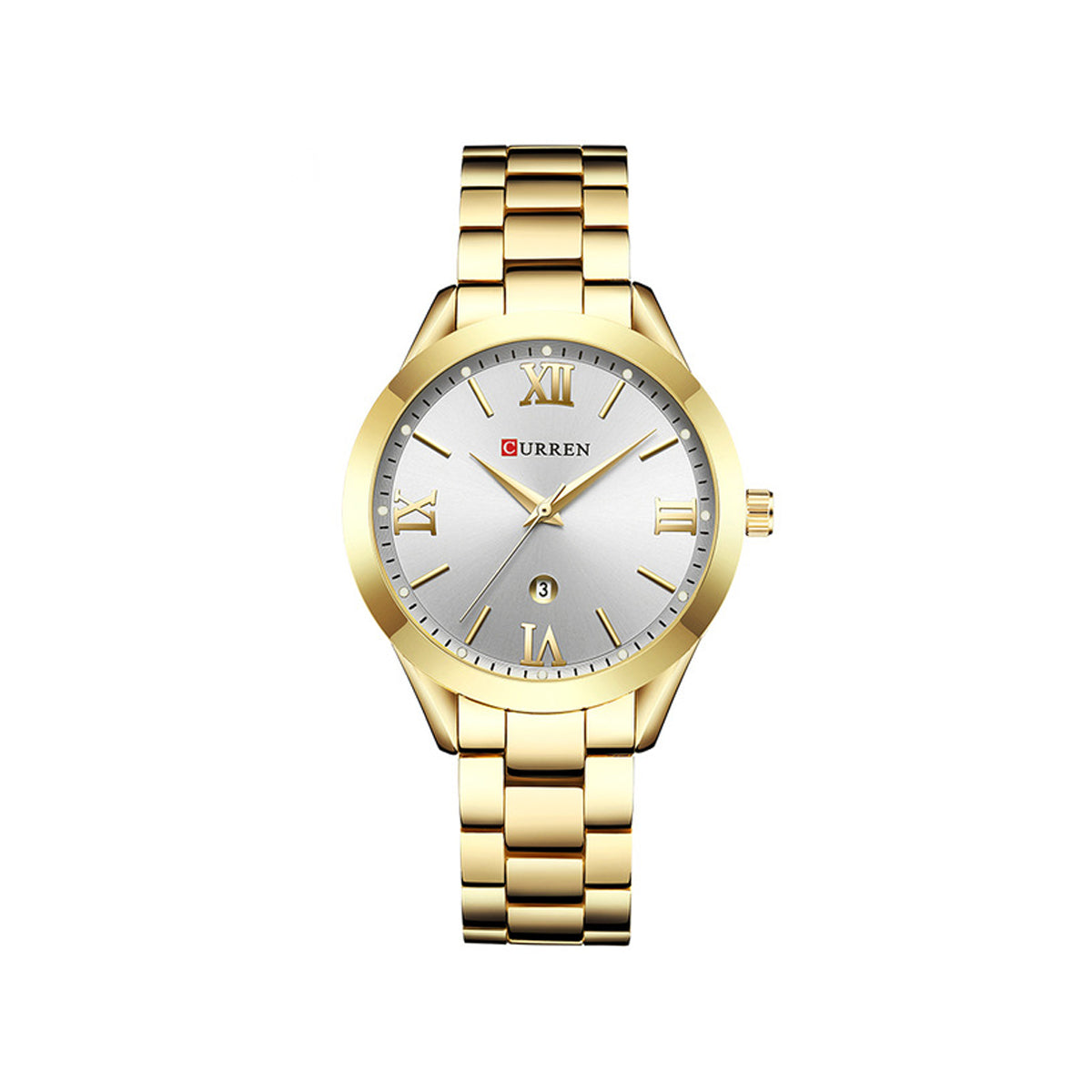 Curren C9007L Classic Women Watch with Date – Gold & White