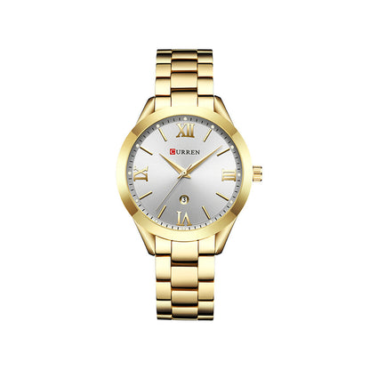 Curren C9007L Classic Women Watch with Date – Gold & White