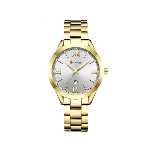 Curren C9007L Classic Women Watch with Date – Gold & White