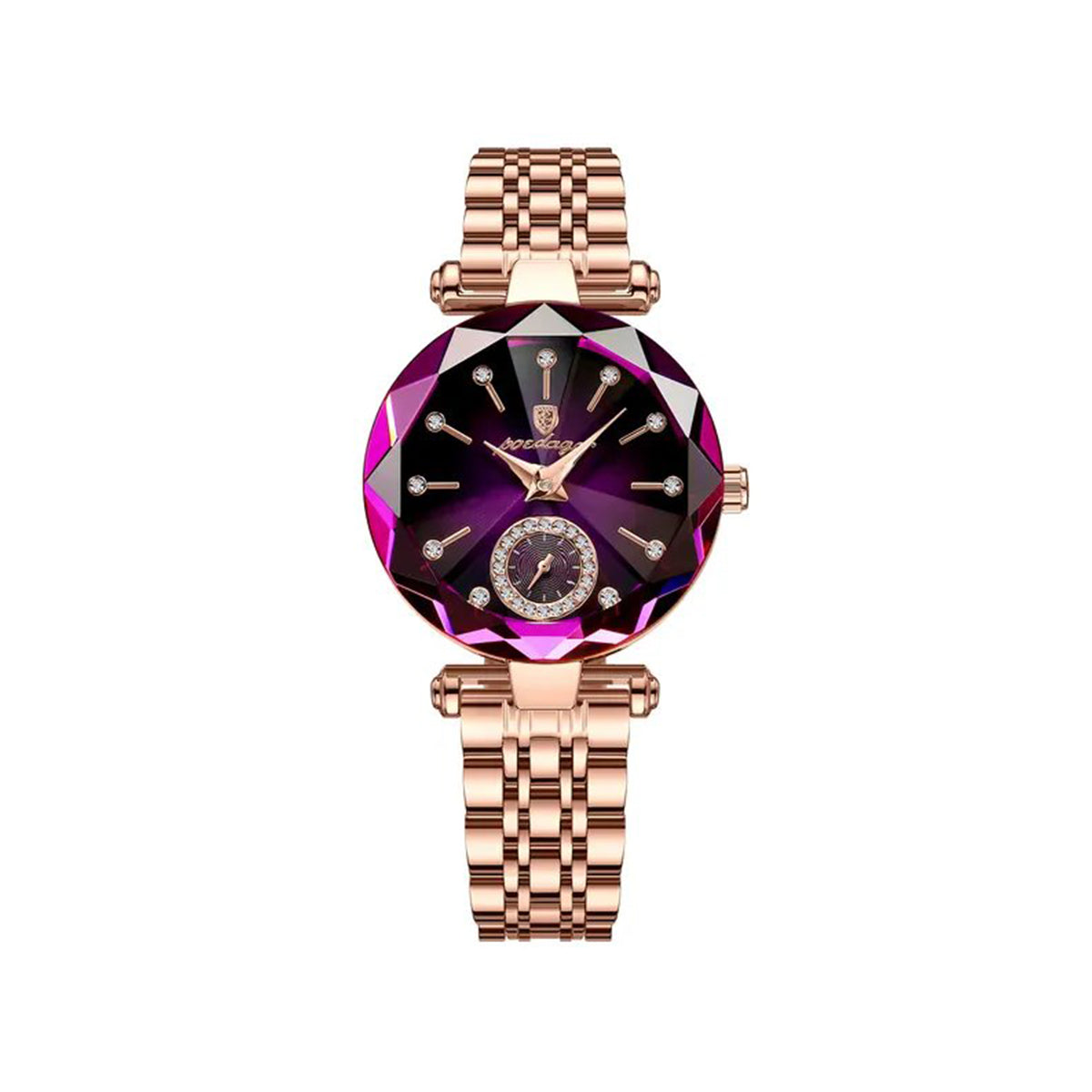 POEDAGAR 719 Trendy Wristwatch for Women - Rose Gold & Purple